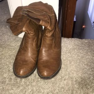Brown cropped cowgirl boots